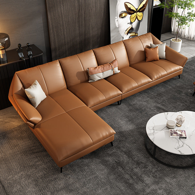 Glamofa -Chaise Stationäre echte Lederausgeflügelte Armkissen Sitzgelegenheiten