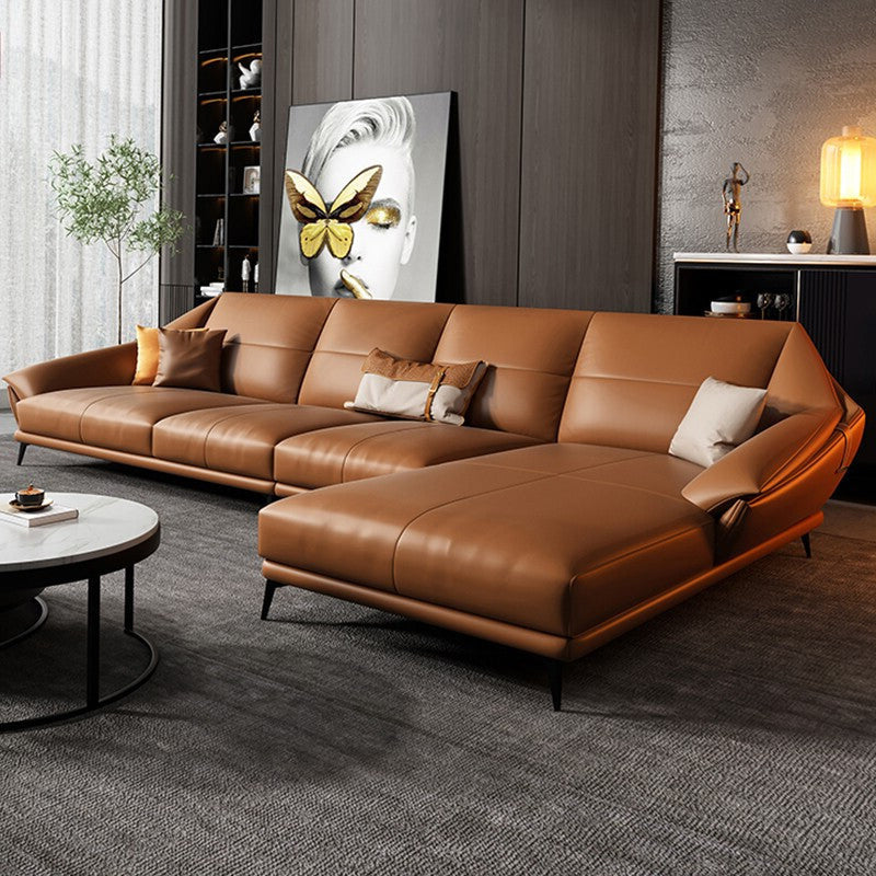 Glamofa -Chaise Stationäre echte Lederausgeflügelte Armkissen Sitzgelegenheiten