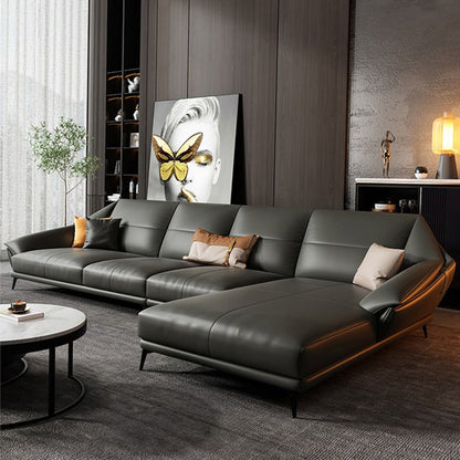 Glamofa -Chaise Stationäre echte Lederausgeflügelte Armkissen Sitzgelegenheiten