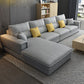 Contemporary Faux Leather Living Room Recessed Arm Pillows Sofa Chaise