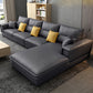 Contemporary Faux Leather Living Room Recessed Arm Pillows Sofa Chaise