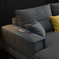 Contemporary Faux Leather Living Room Recessed Arm Pillows Sofa Chaise