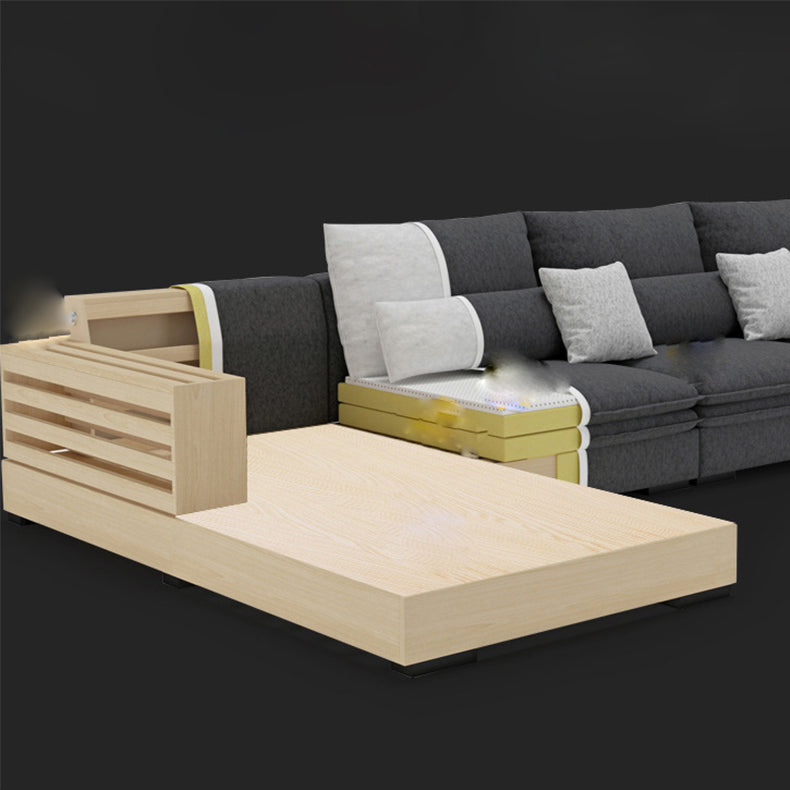 Contemporary Faux Leather Living Room Recessed Arm Pillows Sofa Chaise