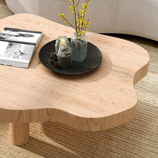 Scandinavian Free Form Coffee Table with 3 Wooden Legs in Pine Wood