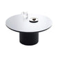 Contemporary Round Coffee Table with Solid Wood Top and Iron Pedestal Base Clearhalo 'Coffee & Accent Tables' 'Coffee Tables' 'coffee_tables' 'furn' 'furn_coffee_tables' 'Furniture' 'Living Room Furniture' 5911995