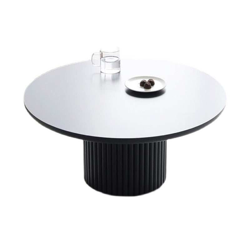 Contemporary Round Coffee Table with Solid Wood Top and Iron Pedestal Base Clearhalo 'Coffee & Accent Tables' 'Coffee Tables' 'coffee_tables' 'furn' 'furn_coffee_tables' 'Furniture' 'Living Room Furniture' 5911995