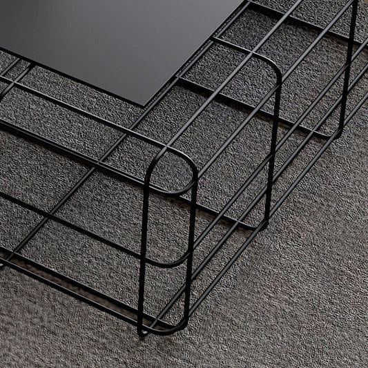 Tavolino moderno di metà secolo con top di ferro in nero