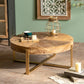 Mesa de centro de madera envejecida de madera clara del país francés para la sala de estar