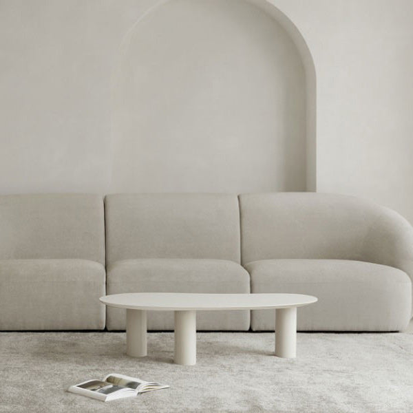 Scandinavian 3 Legs Coffee Table Free form Wooden Coffee Cocktail Table for Living Room 46.5"L x 23.6"W x 13"H White Clearhalo 'Coffee & Accent Tables' 'Coffee Tables' 'coffee_tables' 'furn' 'furn_coffee_tables' 'Furniture' 'Living Room Furniture' 5912143