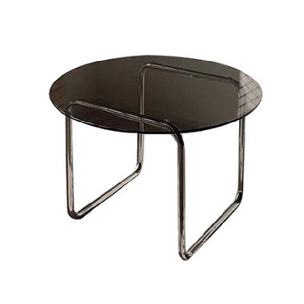 Modern Round Cocktail Table with Glass Top and Steel Sled Base Gray Clearhalo 'Coffee & Accent Tables' 'Coffee Tables' 'coffee_tables' 'furn' 'furn_coffee_tables' 'Furniture' 'Living Room Furniture' 5912229