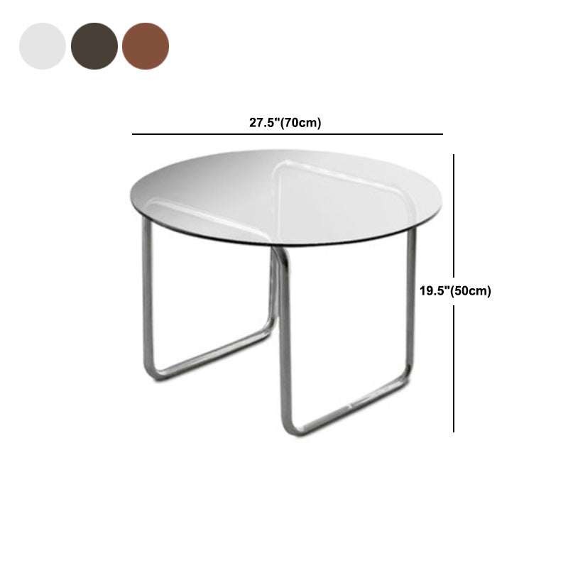 Modern Round Cocktail Table with Glass Top and Steel Sled Base Clearhalo 'Coffee & Accent Tables' 'Coffee Tables' 'coffee_tables' 'furn' 'furn_coffee_tables' 'Furniture' 'Living Room Furniture' 5912231