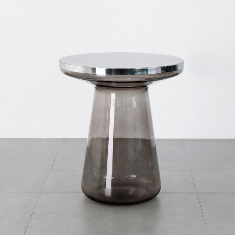 20.47" Tall Mid-century Style Side End Table Glass Pedestal Round Sofa Side Accent Table Gray Silver 1 Clearhalo 'Coffee & Accent Tables' 'End & Side Tables' 'end_side_tables' 'furn' 'furn_end_side_tables' 'Furniture' 'Living Room Furniture' 5912286