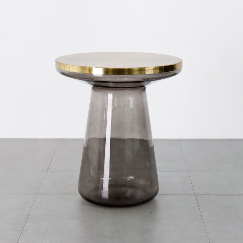 20.47" Tall Mid-century Style Side End Table Glass Pedestal Round Sofa Side Accent Table Gray Gold 1 Clearhalo 'Coffee & Accent Tables' 'End & Side Tables' 'end_side_tables' 'furn' 'furn_end_side_tables' 'Furniture' 'Living Room Furniture' 5912290
