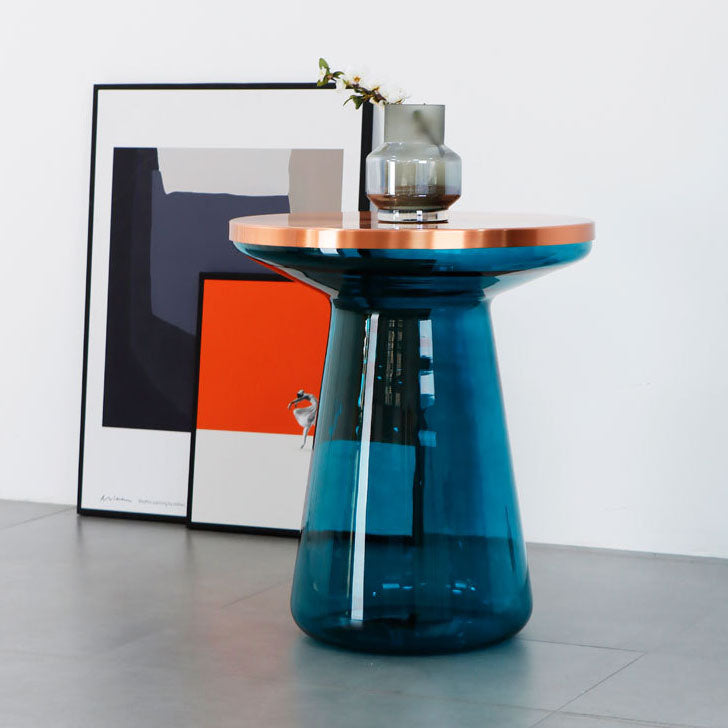 20.47" Tall Mid-century Style Side End Table Glass Pedestal Round Sofa Side Accent Table Clearhalo 'Coffee & Accent Tables' 'End & Side Tables' 'end_side_tables' 'furn' 'furn_end_side_tables' 'Furniture' 'Living Room Furniture' 5912310