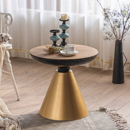 Tavolo da parte superiore rotondo in legno 18,9 "Fine piedistallo alto