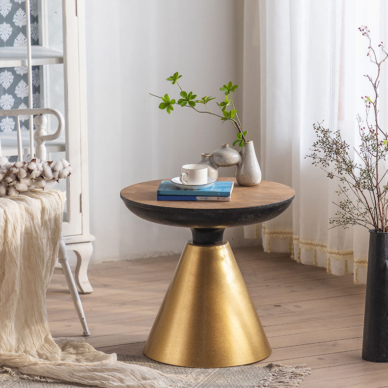 Tavolo da parte superiore rotondo in legno 18,9 "Fine piedistallo alto