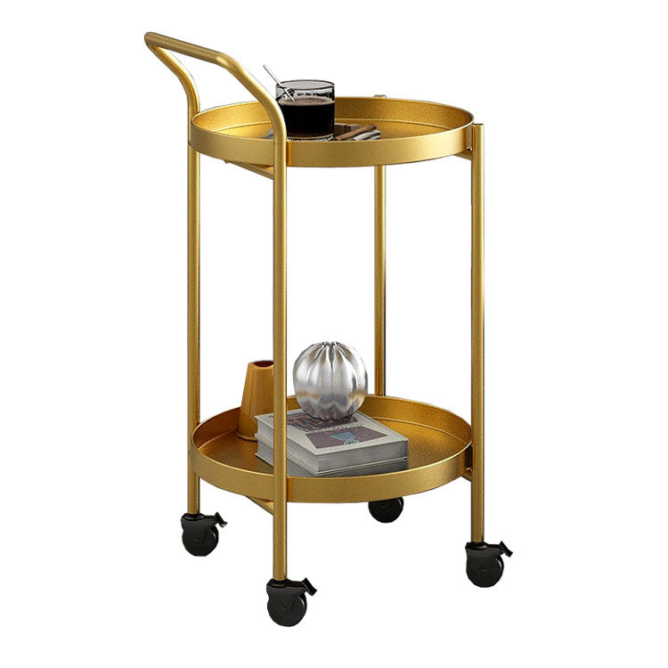 Black / Gold Round Tray Top Side Table Metal 4 Legs End Table with Shelf