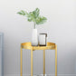Black / Gold Round Tray Top Side Table Metal 4 Legs End Table with Shelf