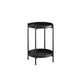 Black / Gold Round Tray Top Side Table Metal 4 Legs End Table with Shelf