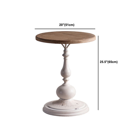Wood Round Top Side Table Iron Pedestal End Table - Distressed Surface Treatment Clearhalo 'Coffee & Accent Tables' 'End & Side Tables' 'end_side_tables' 'furn' 'furn_end_side_tables' 'Furniture' 'Living Room Furniture' 5912420