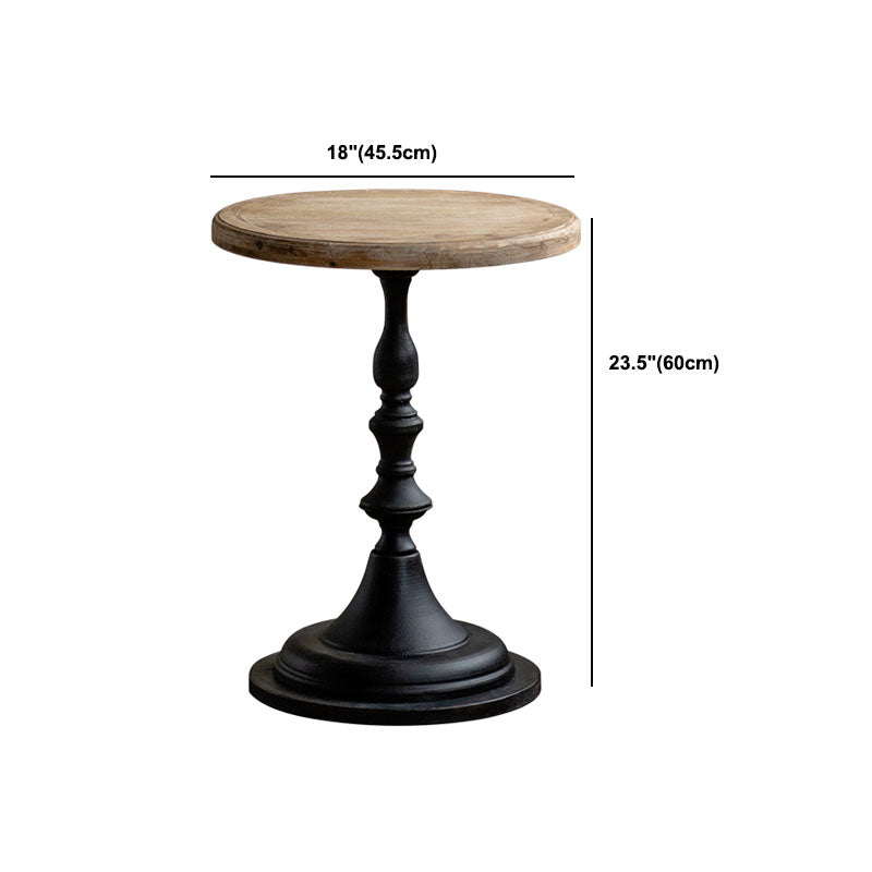 Wood Round Top Side Table Iron Pedestal End Table - Distressed Surface Treatment Clearhalo 'Coffee & Accent Tables' 'End & Side Tables' 'end_side_tables' 'furn' 'furn_end_side_tables' 'Furniture' 'Living Room Furniture' 5912421