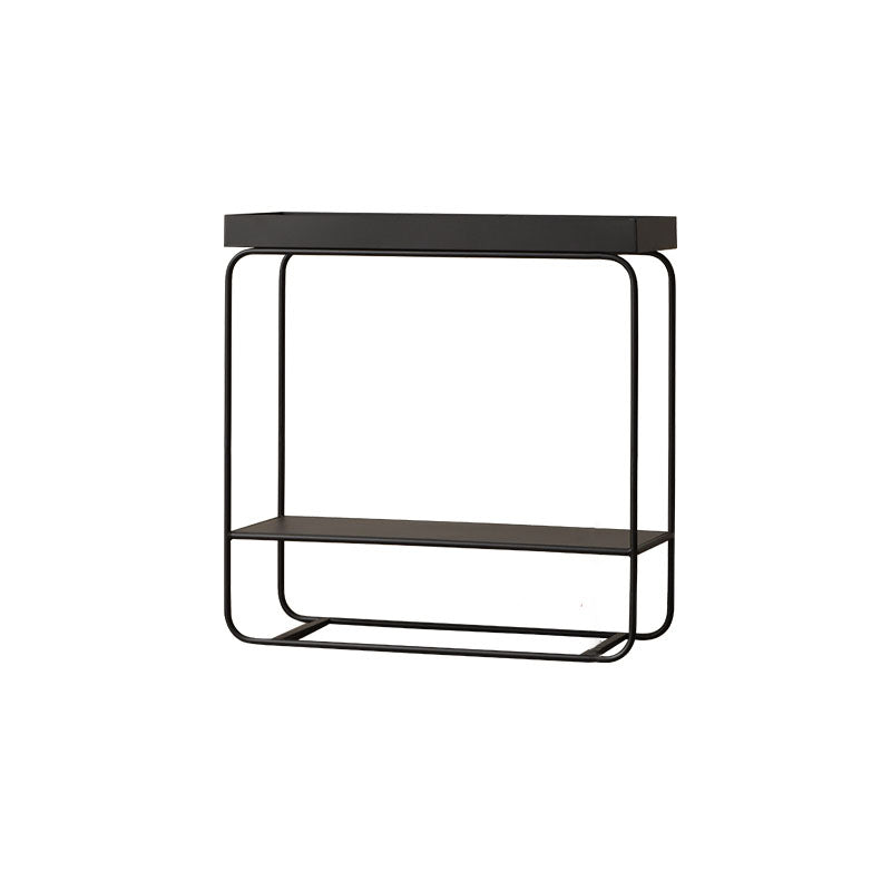 Rectangle Tray Top Side Table 31.5" Tall Iron Frame End Table with Shelf