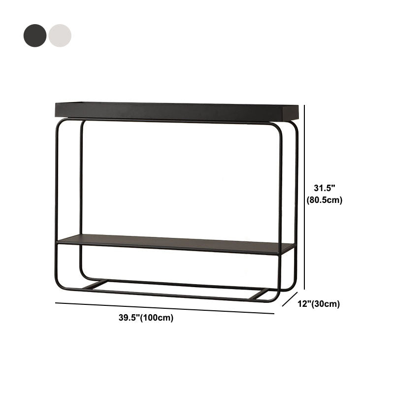 Rectangle Tray Top Side Table 31.5" Tall Iron Frame End Table with Shelf