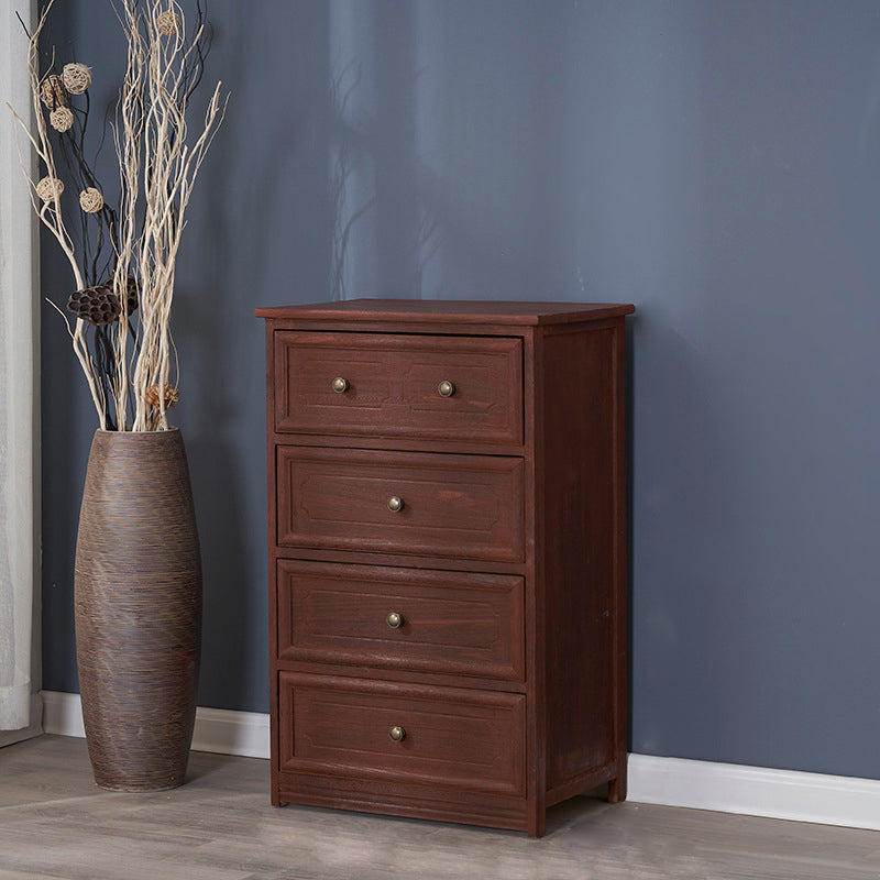 Rectangle Wood Side Cabinet Knobs Storage Cabinet with Drawer 20"L x 13"W x 31"H Red Brown Clearhalo 'Cabinets & Chests' 'cabinets_chests' 'furn' 'furn_cabinets_chests' 'Furniture' 'Living Room Furniture' 5912672