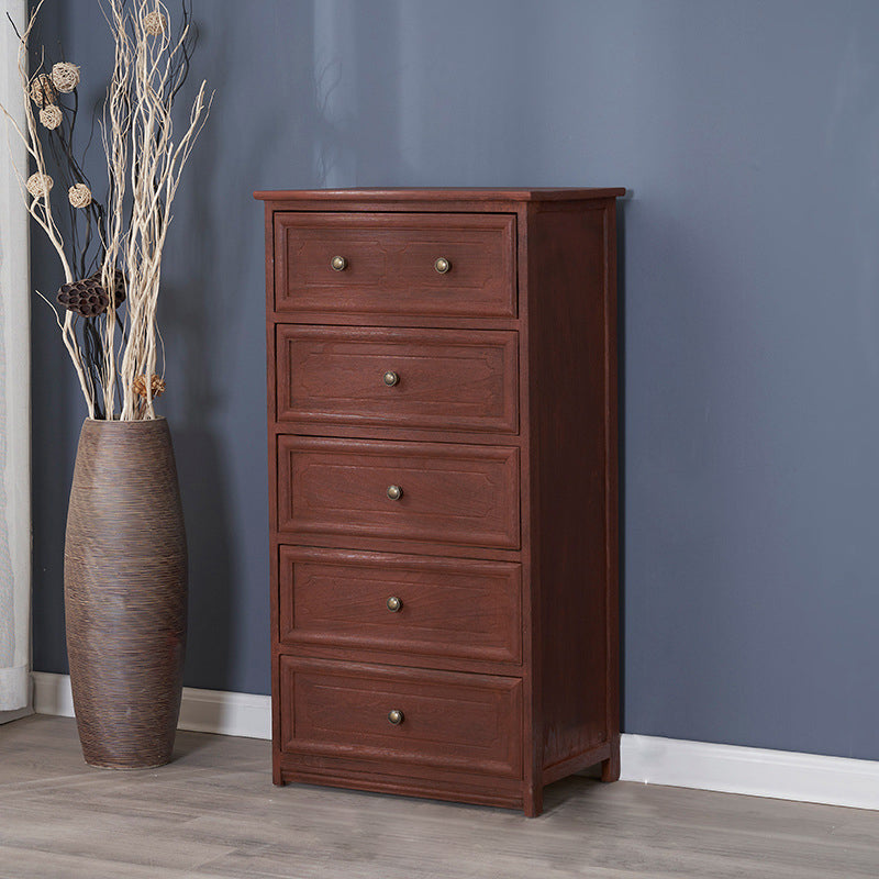 Rectangle Wood Side Cabinet Knobs Storage Cabinet with Drawer 20"L x 13"W x 38"H Red Brown Clearhalo 'Cabinets & Chests' 'cabinets_chests' 'furn' 'furn_cabinets_chests' 'Furniture' 'Living Room Furniture' 5912678