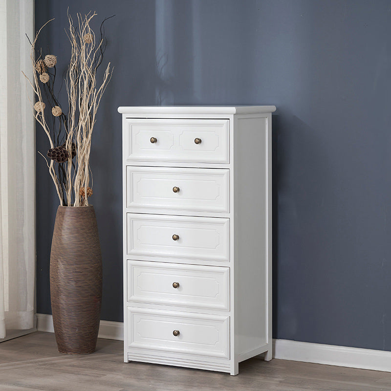 Rectangle Wood Side Cabinet Knobs Storage Cabinet with Drawer 20"L x 13"W x 38"H White Clearhalo 'Cabinets & Chests' 'cabinets_chests' 'furn' 'furn_cabinets_chests' 'Furniture' 'Living Room Furniture' 5912679