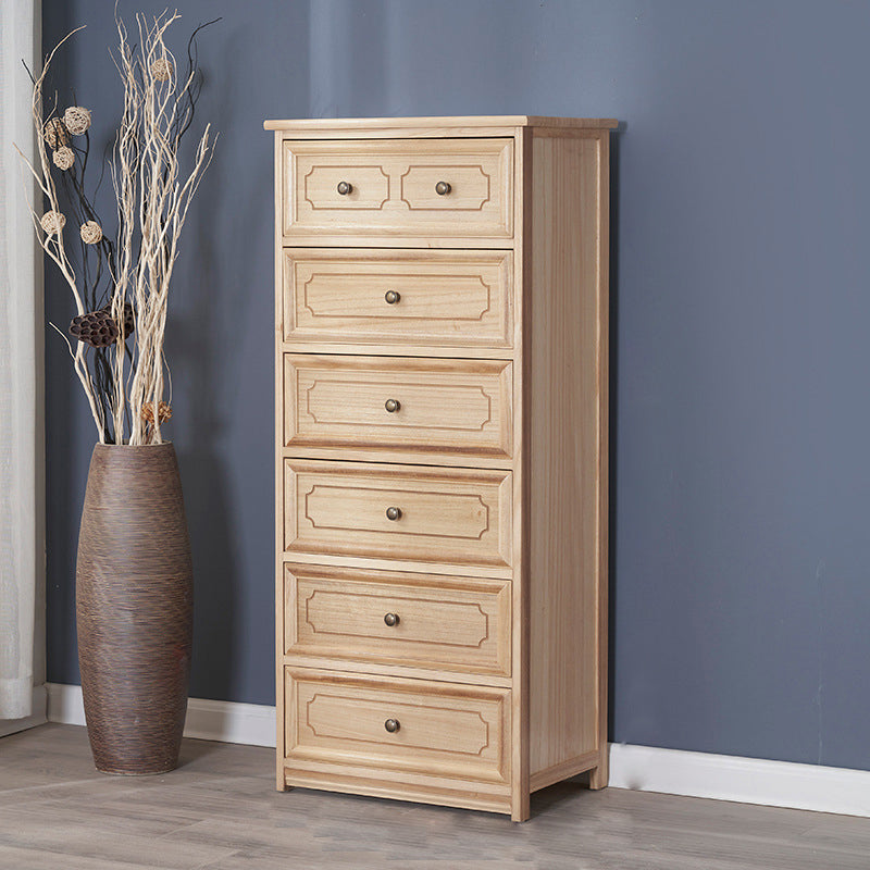 Rectangle Wood Side Cabinet Knobs Storage Cabinet with Drawer 19.7"L x 13"W x 45.3"H Natural Clearhalo 'Cabinets & Chests' 'cabinets_chests' 'furn' 'furn_cabinets_chests' 'Furniture' 'Living Room Furniture' 5912681