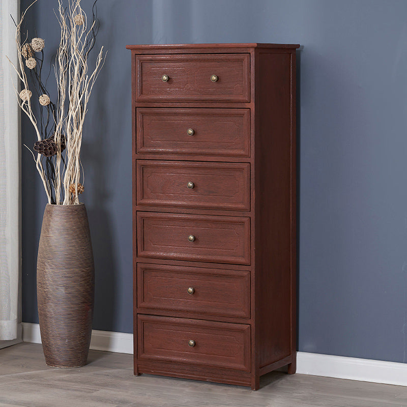 Rectangle Wood Side Cabinet Knobs Storage Cabinet with Drawer 19.7"L x 13"W x 45.3"H Red Brown Clearhalo 'Cabinets & Chests' 'cabinets_chests' 'furn' 'furn_cabinets_chests' 'Furniture' 'Living Room Furniture' 5912682
