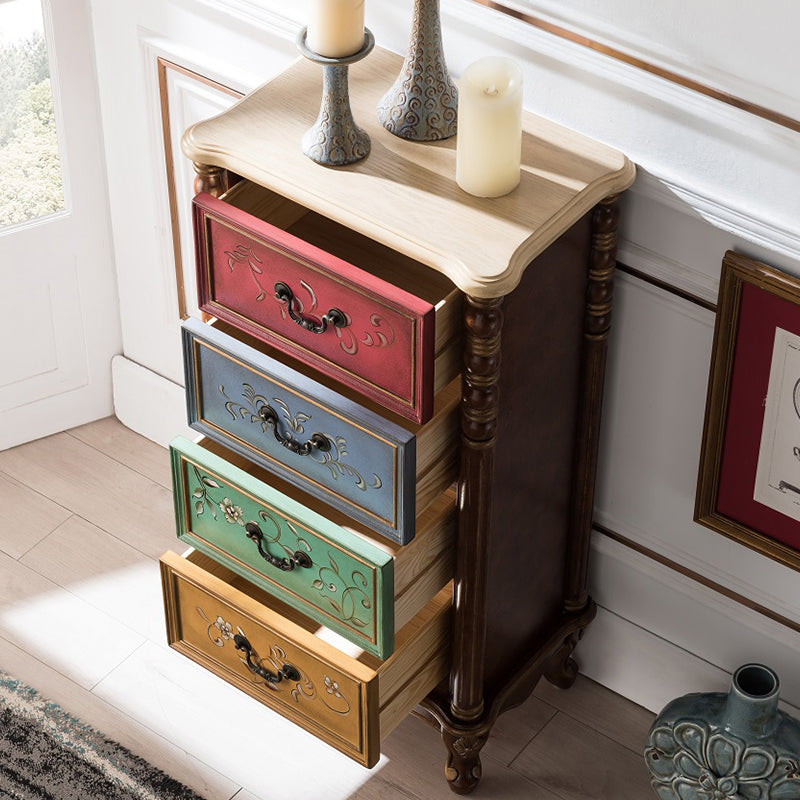 Mobile laterale moderno di metà secolo manici in legno con cassetto