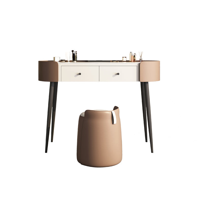 2 Drawers Makeup Table Desk Stone Top Vanity Table in Orange