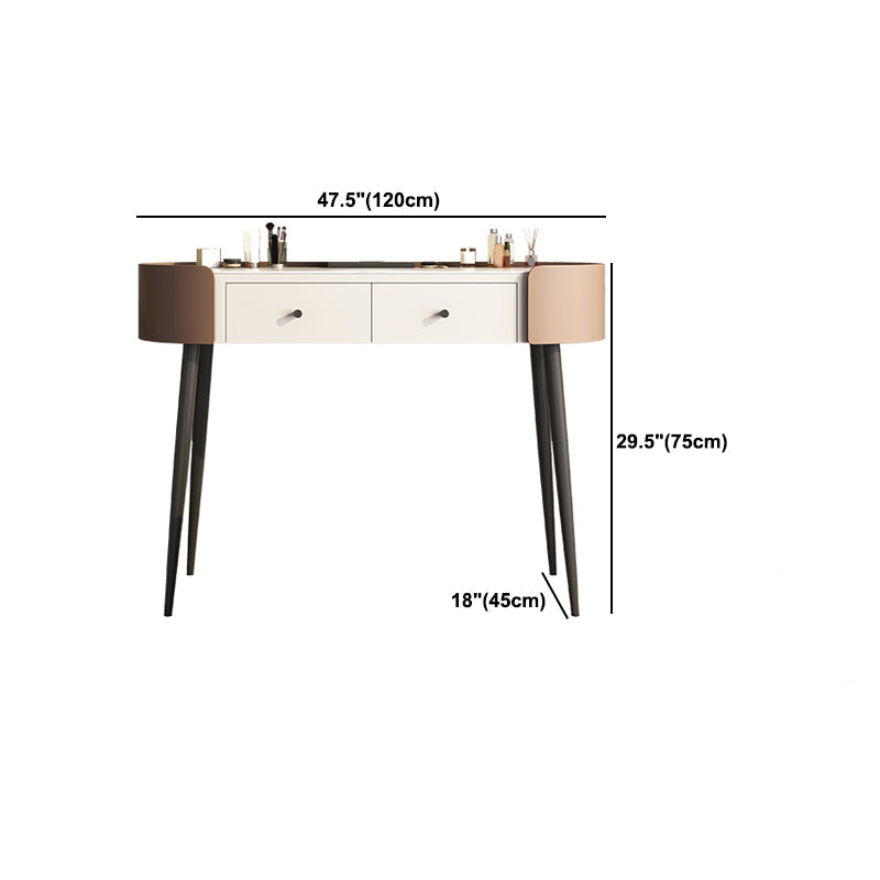 2 Drawers Makeup Table Desk Stone Top Vanity Table in Orange
