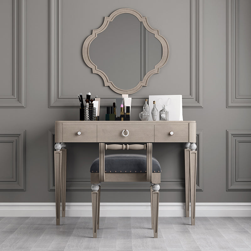 Traditional Mirrored Vanity Set Light Brown Solid Wood Dresser Clearhalo 'Bedroom Furniture' 'furn' 'furn_makeup_vanities' 'Furniture' 'Makeup Vanities' 'makeup_vanities' 5912824