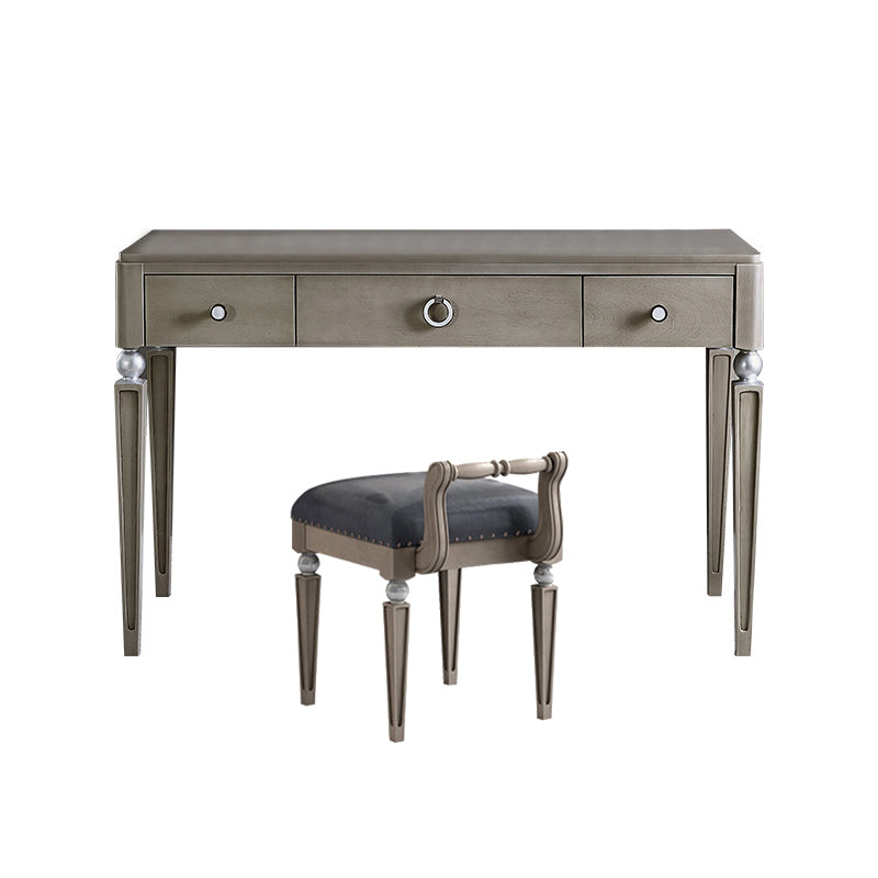 Traditional Mirrored Vanity Set Light Brown Solid Wood Dresser Makeup Vanity & Stools Clearhalo 'Bedroom Furniture' 'furn' 'furn_makeup_vanities' 'Furniture' 'Makeup Vanities' 'makeup_vanities' 5912826