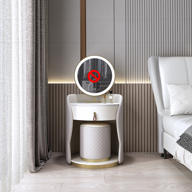 Mesa de tocador de madera y metal Taburada de tocador de cuero sintético