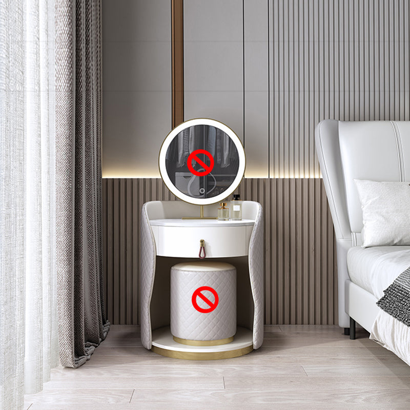 Mesa de tocador de madera y metal Taburada de tocador de cuero sintético