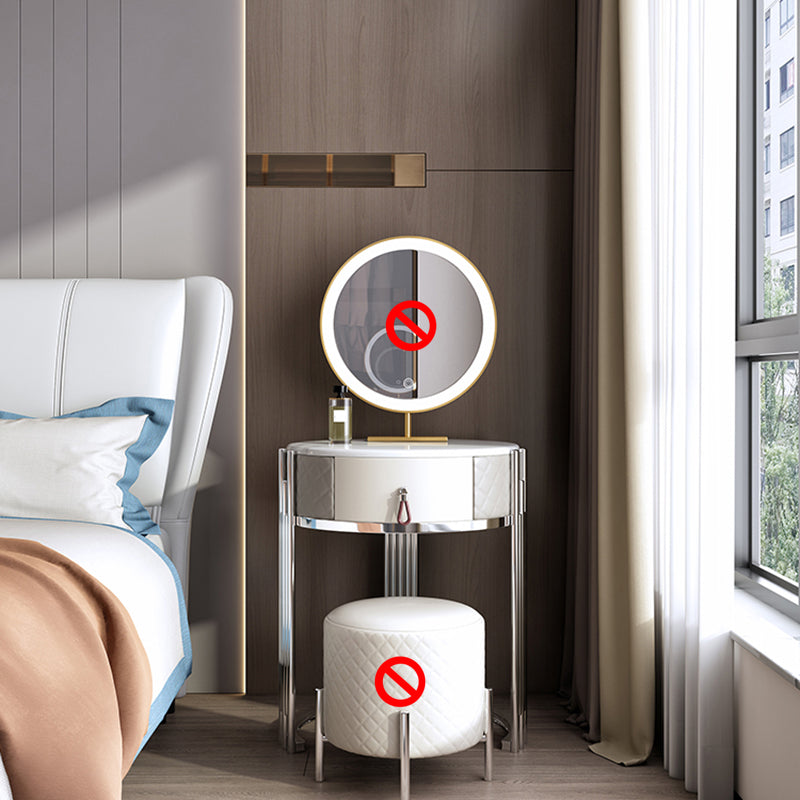 Luxurious Metal Vanity Table in Gold/Silver Stone Top Makeup Desk