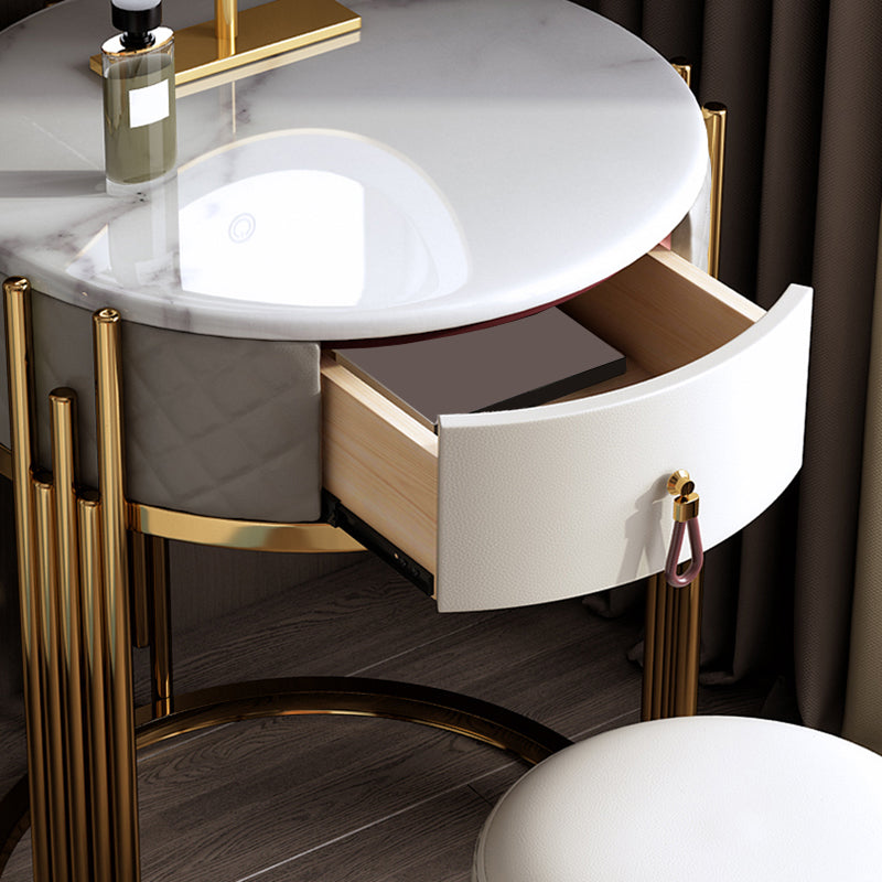 Luxurious Metal Vanity Table in Gold/Silver Stone Top Makeup Desk