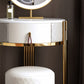 Luxurious Metal Vanity Table in Gold/Silver Stone Top Makeup Desk