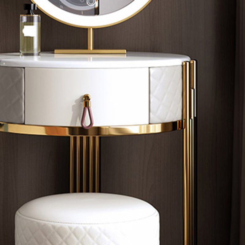 Luxurious Metal Vanity Table in Gold/Silver Stone Top Makeup Desk