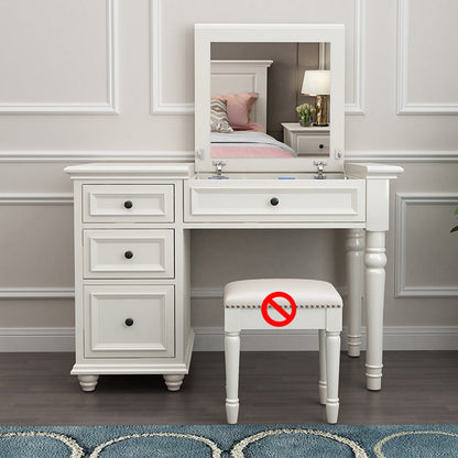 Solid Wood Flip-top Vanity Set Traditional Vanity Desk in White