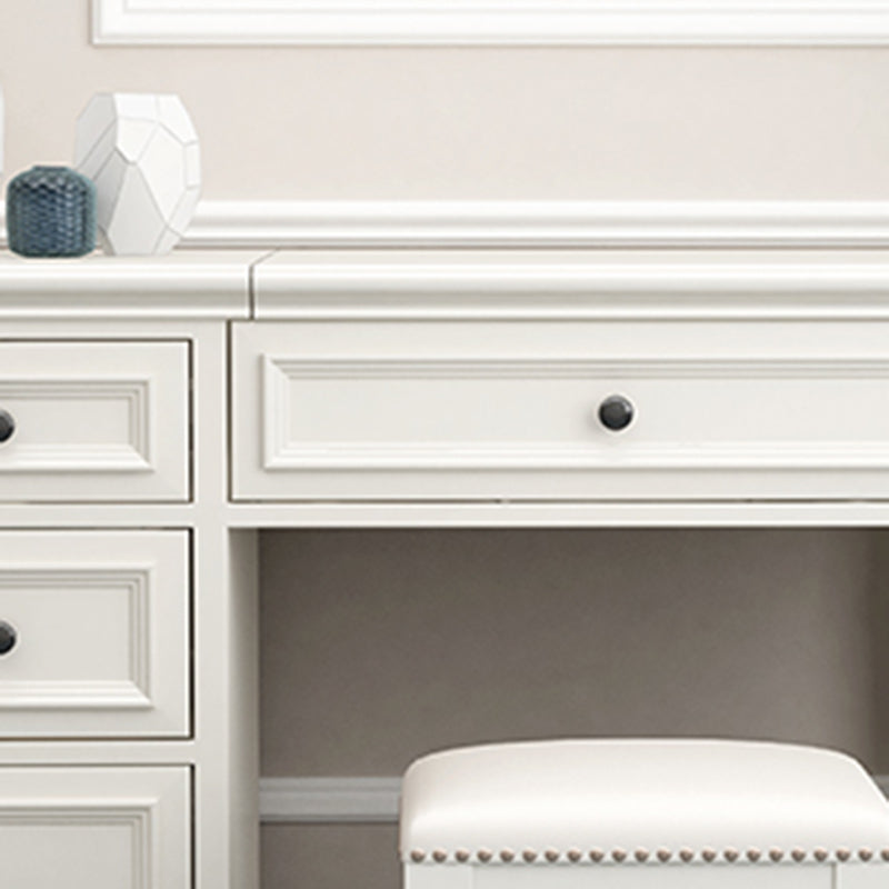 Solid Wood Flip-top Vanity Set Traditional Vanity Desk in White