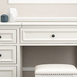 Solid Wood Flip-top Vanity Set Traditional Vanity Desk in White