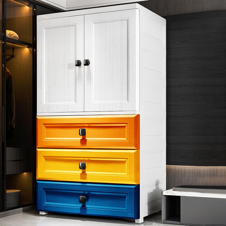 Plastic Wardrobe Armoire Contemporary Hinged Wardrobe Cabinet Clearhalo 'Armoires & Wardrobes' 'armoires_wardrobes' 'Bedroom Furniture' 'furn' 'furn_armoires_wardrobes' 'Furniture' 5912981