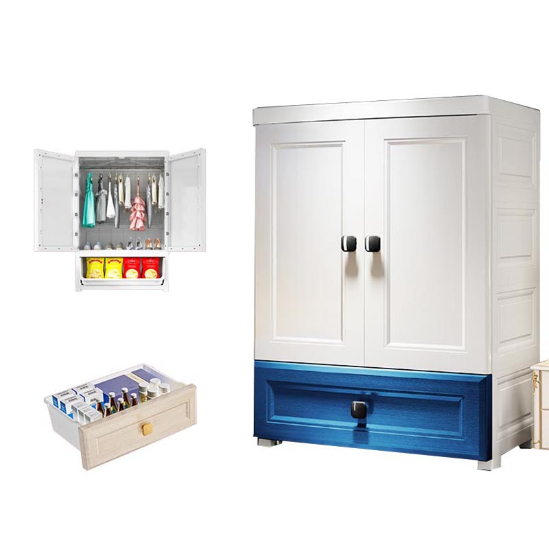 Plastic Wardrobe Armoire Contemporary Hinged Wardrobe Cabinet 27.5"L x 16"W x 37"H With Clothing Rod 1 Clearhalo 'Armoires & Wardrobes' 'armoires_wardrobes' 'Bedroom Furniture' 'furn' 'furn_armoires_wardrobes' 'Furniture' 5912982
