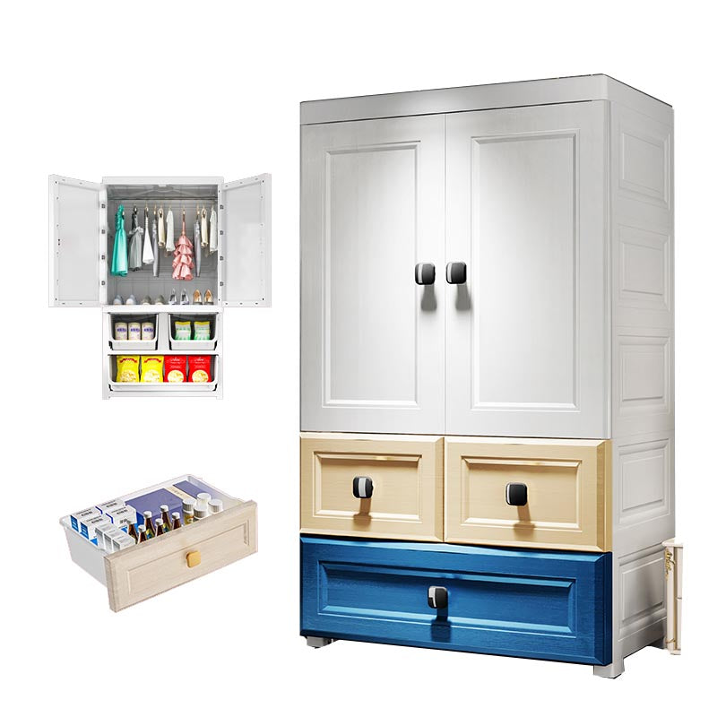 Plastic Wardrobe Armoire Contemporary Hinged Wardrobe Cabinet 27.5"L x 16"W x 45"H With Clothing Rod 1 Clearhalo 'Armoires & Wardrobes' 'armoires_wardrobes' 'Bedroom Furniture' 'furn' 'furn_armoires_wardrobes' 'Furniture' 5912984