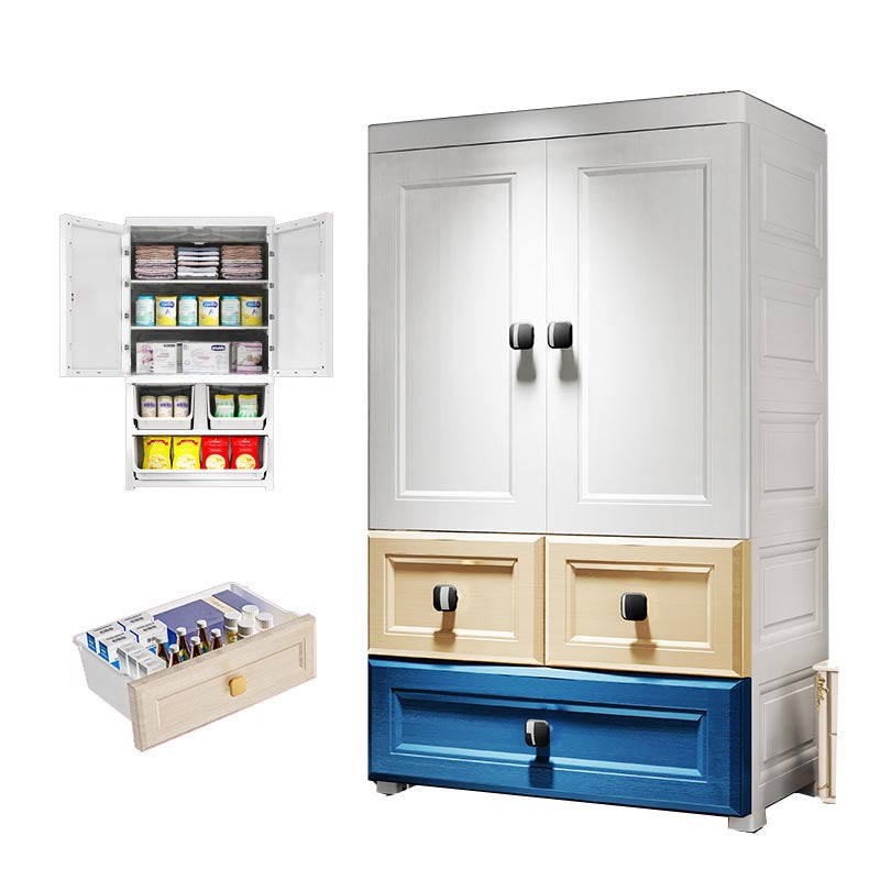 Plastic Wardrobe Armoire Contemporary Hinged Wardrobe Cabinet 27.5"L x 16"W x 45"H Without Clothing Rod 1 Clearhalo 'Armoires & Wardrobes' 'armoires_wardrobes' 'Bedroom Furniture' 'furn' 'furn_armoires_wardrobes' 'Furniture' 5912986